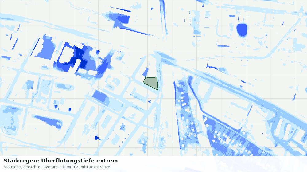 Statische Kartenansicht: Starkregen: Überflutungstiefe extrem