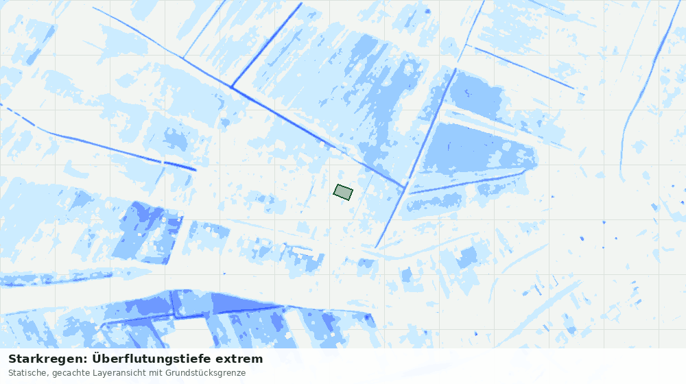Statische Kartenansicht: Starkregen: Überflutungstiefe extrem
