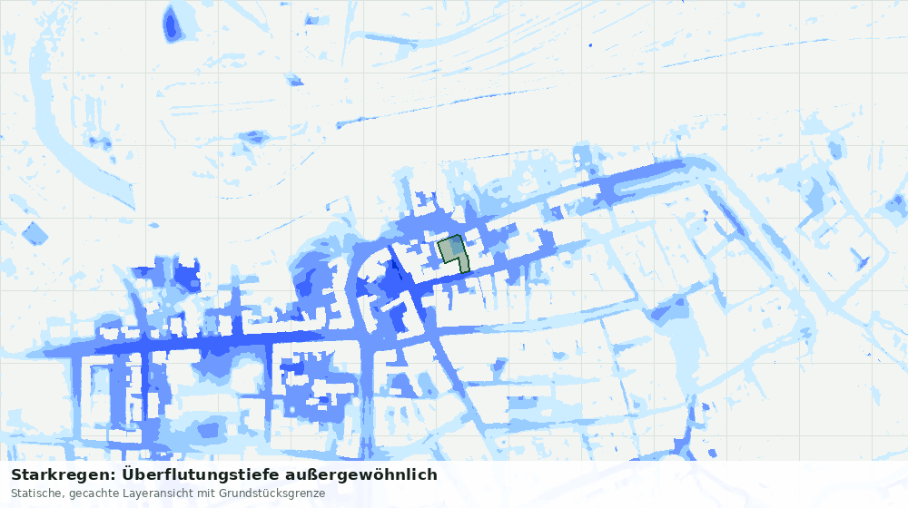Statische Kartenansicht: Starkregen: Überflutungstiefe außergewöhnlich