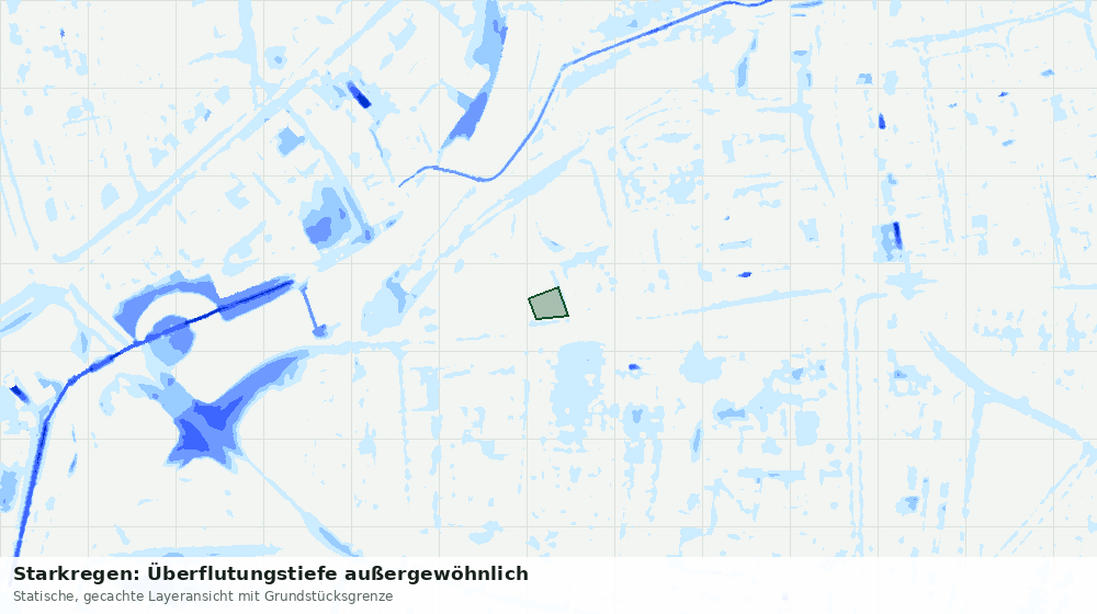 Statische Kartenansicht: Starkregen: Überflutungstiefe außergewöhnlich