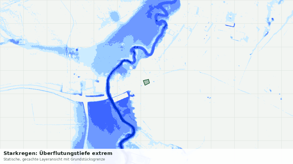 Statische Kartenansicht: Starkregen: Überflutungstiefe extrem