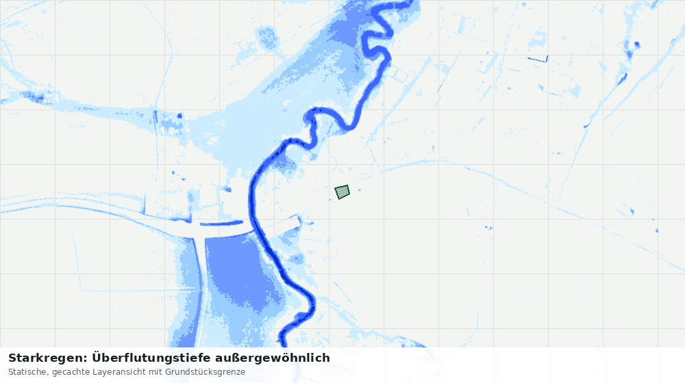 Statische Kartenansicht: Starkregen: Überflutungstiefe außergewöhnlich