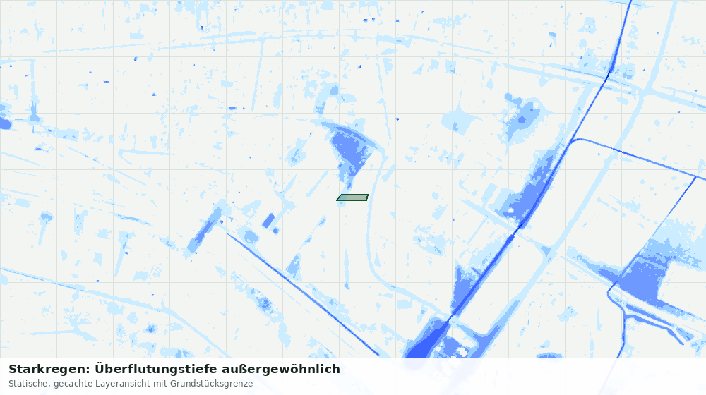 Statische Kartenansicht: Starkregen: Überflutungstiefe außergewöhnlich