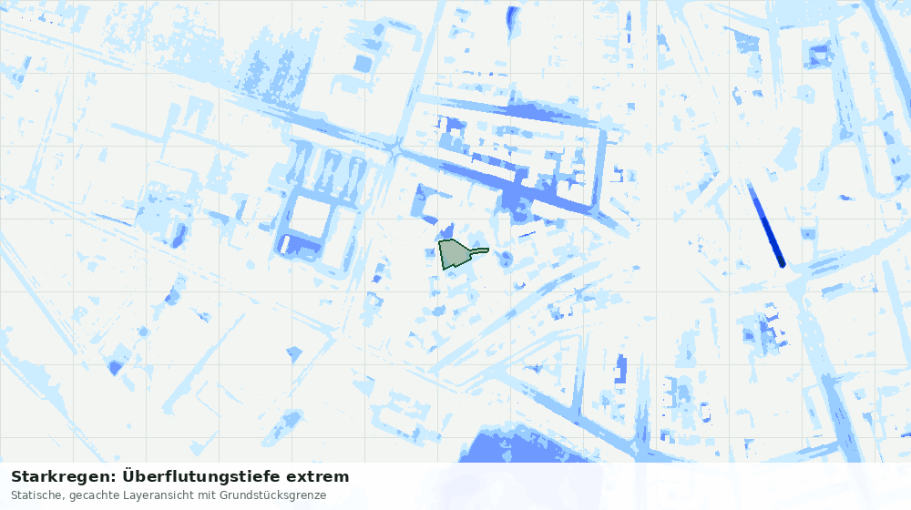 Statische Kartenansicht: Starkregen: Überflutungstiefe extrem