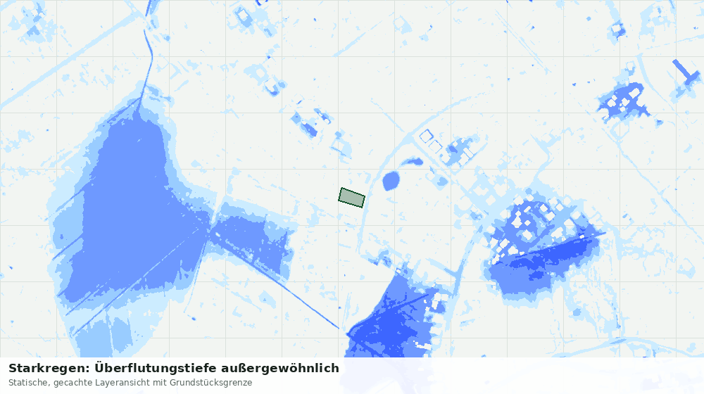 Statische Kartenansicht: Starkregen: Überflutungstiefe außergewöhnlich