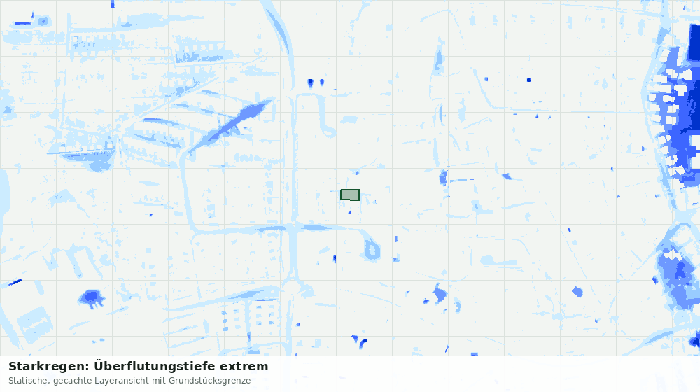 Statische Kartenansicht: Starkregen: Überflutungstiefe extrem