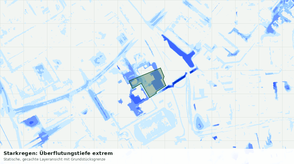 Statische Kartenansicht: Starkregen: Überflutungstiefe extrem