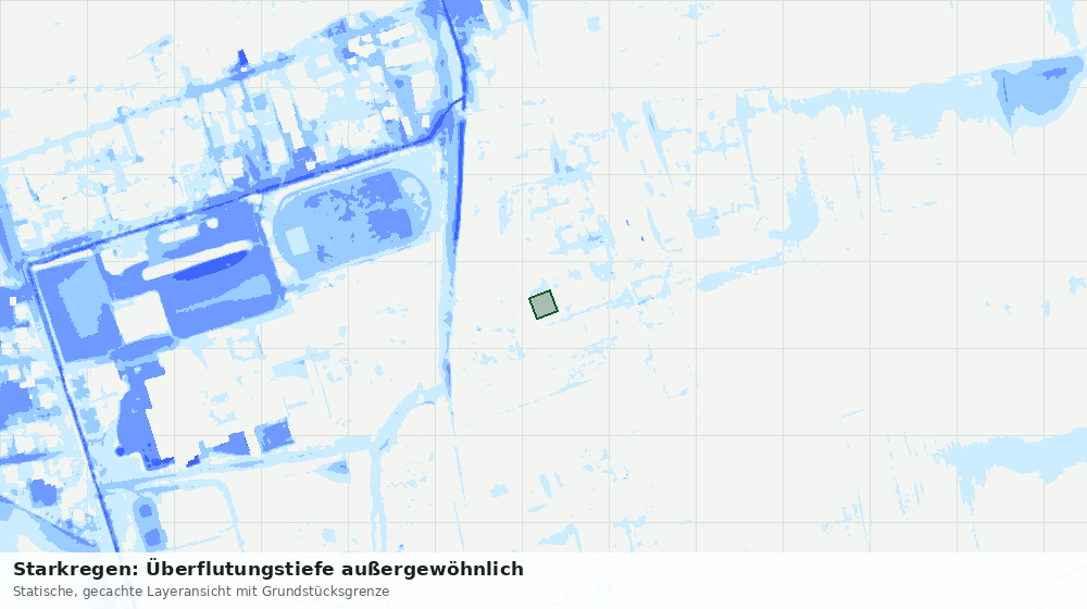 Statische Kartenansicht: Starkregen: Überflutungstiefe außergewöhnlich