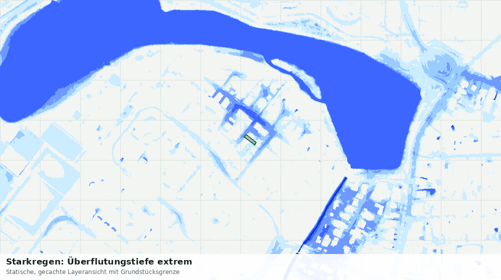 Statische Kartenansicht: Starkregen: Überflutungstiefe extrem