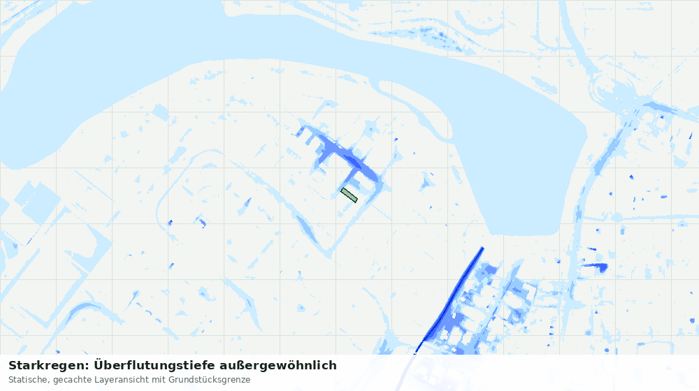 Statische Kartenansicht: Starkregen: Überflutungstiefe außergewöhnlich