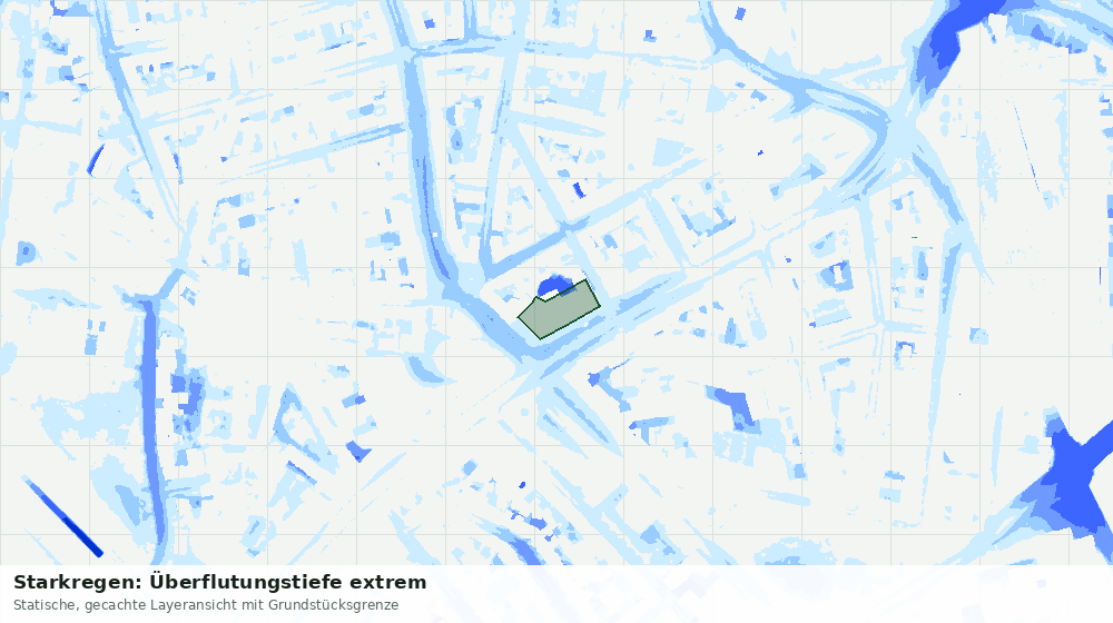 Statische Kartenansicht: Starkregen: Überflutungstiefe extrem