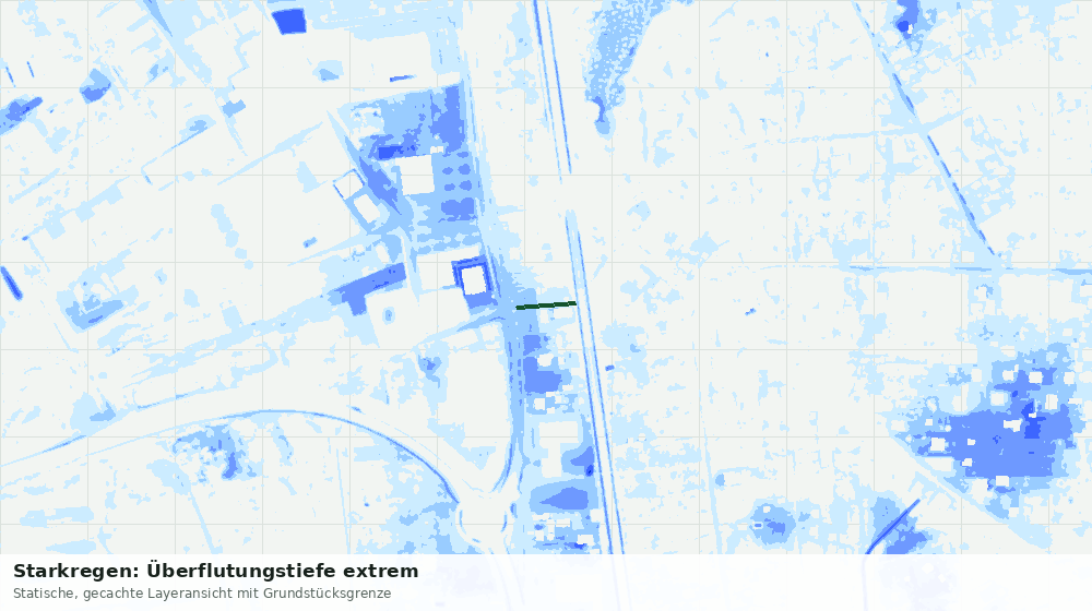Statische Kartenansicht: Starkregen: Überflutungstiefe extrem