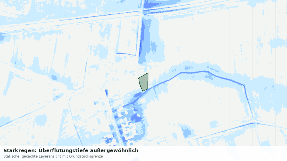 Statische Kartenansicht: Starkregen: Überflutungstiefe außergewöhnlich