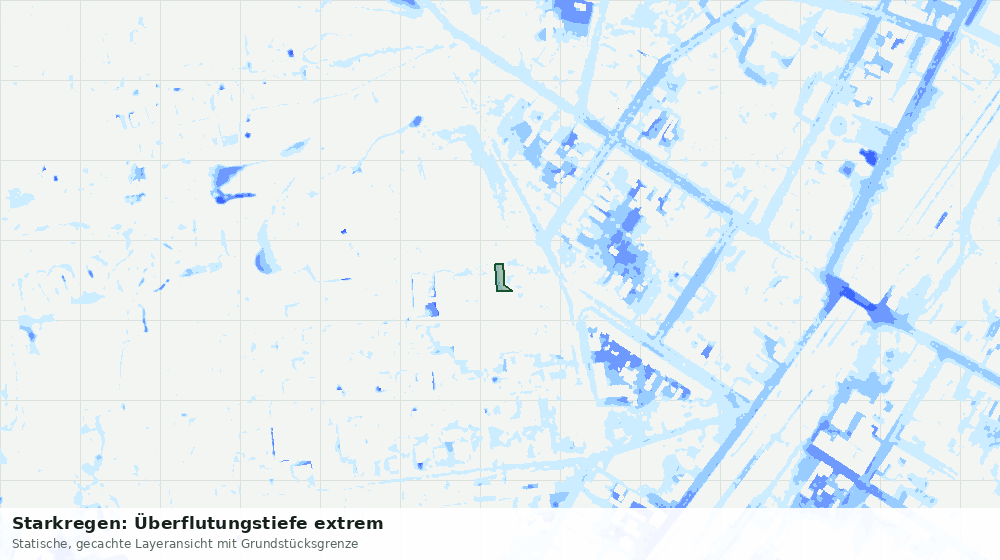 Statische Kartenansicht: Starkregen: Überflutungstiefe extrem