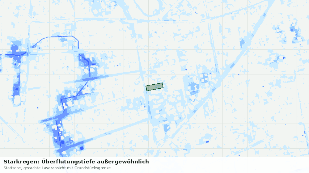Statische Kartenansicht: Starkregen: Überflutungstiefe außergewöhnlich