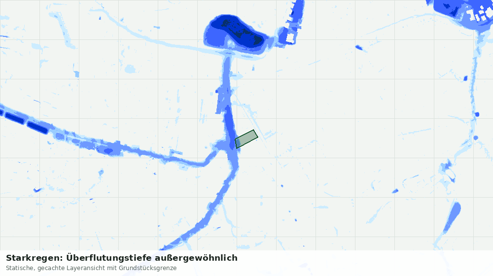 Statische Kartenansicht: Starkregen: Überflutungstiefe außergewöhnlich