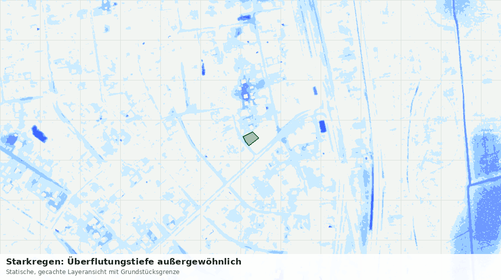 Statische Kartenansicht: Starkregen: Überflutungstiefe außergewöhnlich