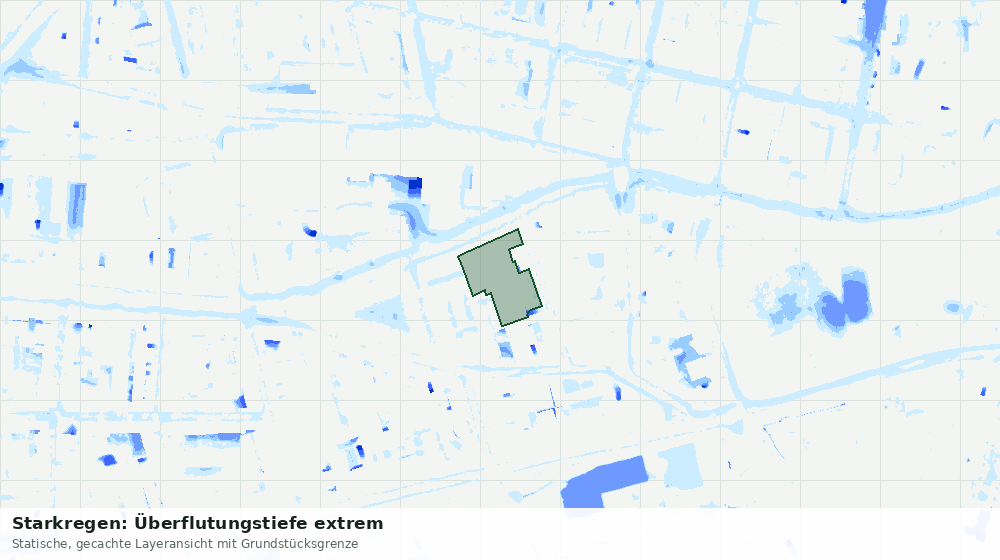 Statische Kartenansicht: Starkregen: Überflutungstiefe extrem