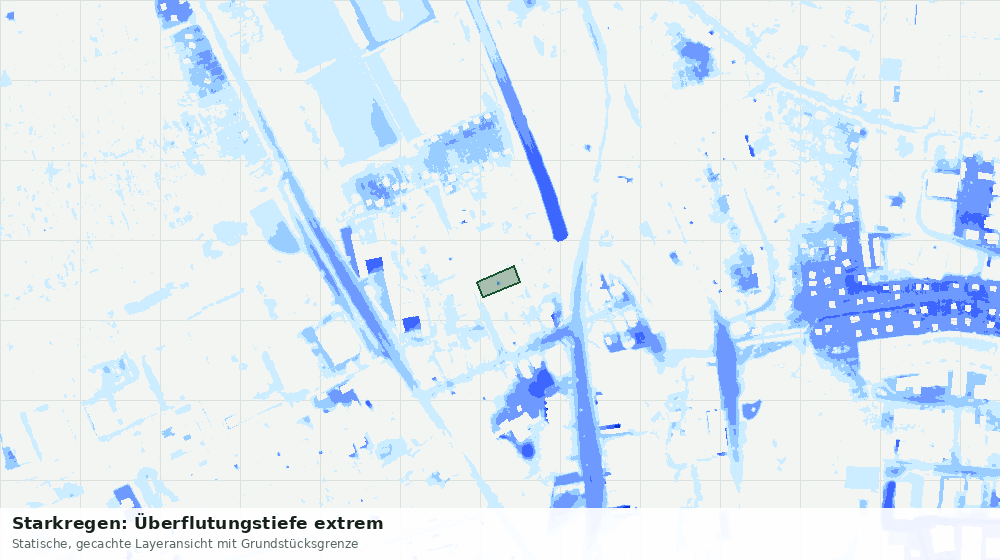 Statische Kartenansicht: Starkregen: Überflutungstiefe extrem