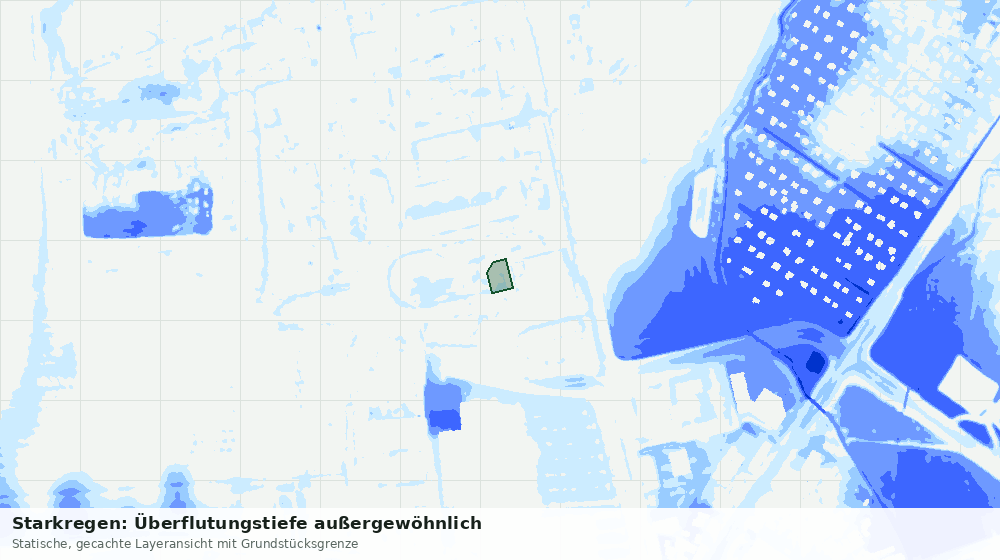 Statische Kartenansicht: Starkregen: Überflutungstiefe außergewöhnlich