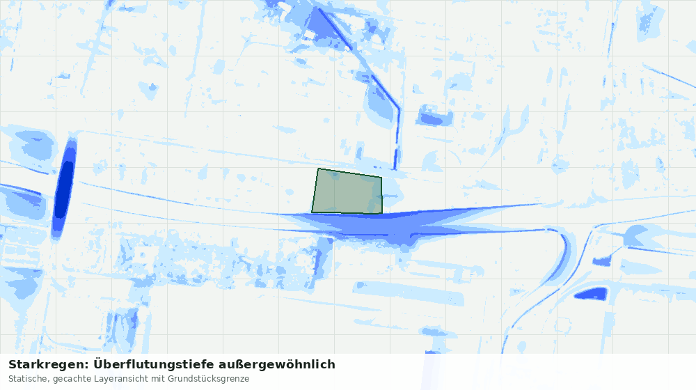 Statische Kartenansicht: Starkregen: Überflutungstiefe außergewöhnlich