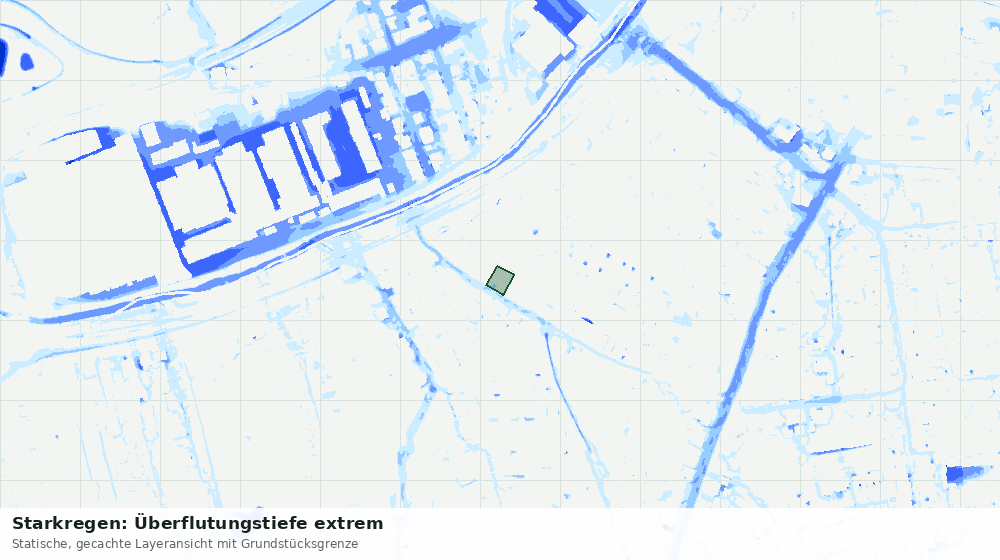 Statische Kartenansicht: Starkregen: Überflutungstiefe extrem