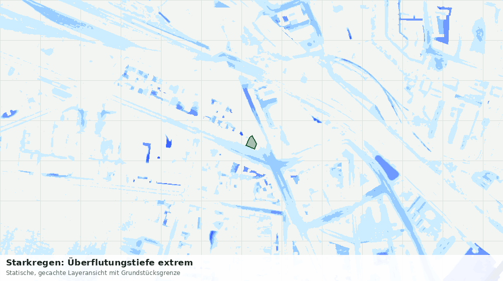 Statische Kartenansicht: Starkregen: Überflutungstiefe extrem