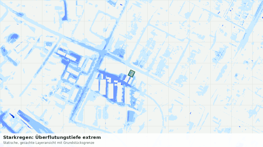 Statische Kartenansicht: Starkregen: Überflutungstiefe extrem