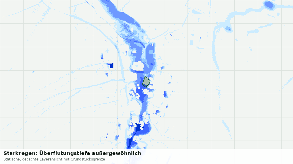 Statische Kartenansicht: Starkregen: Überflutungstiefe außergewöhnlich