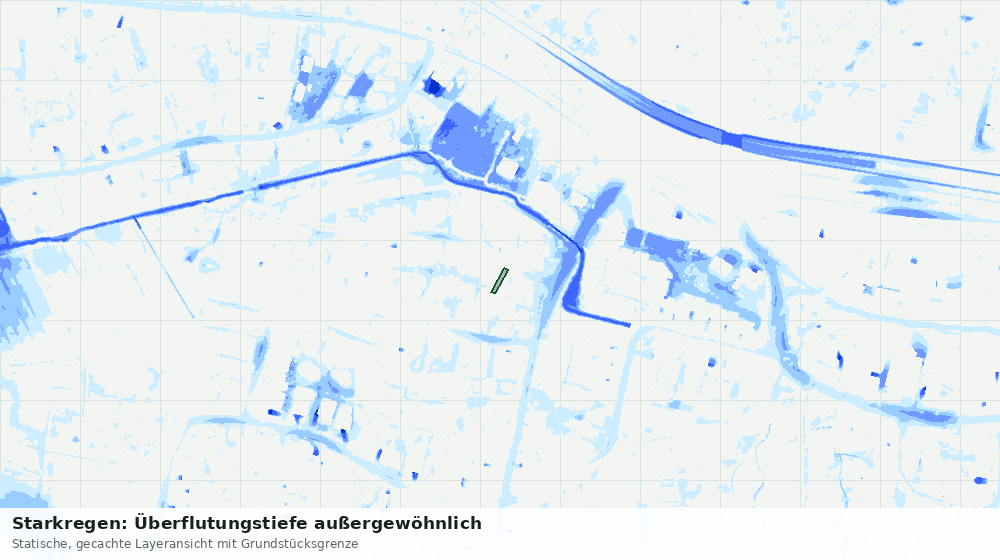Statische Kartenansicht: Starkregen: Überflutungstiefe außergewöhnlich