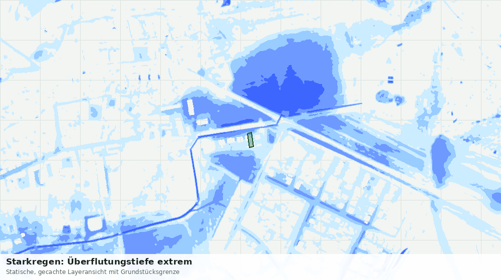 Statische Kartenansicht: Starkregen: Überflutungstiefe extrem