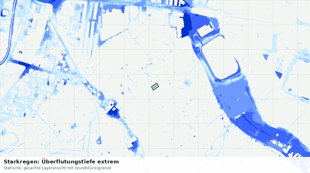 Statische Kartenansicht: Starkregen: Überflutungstiefe extrem
