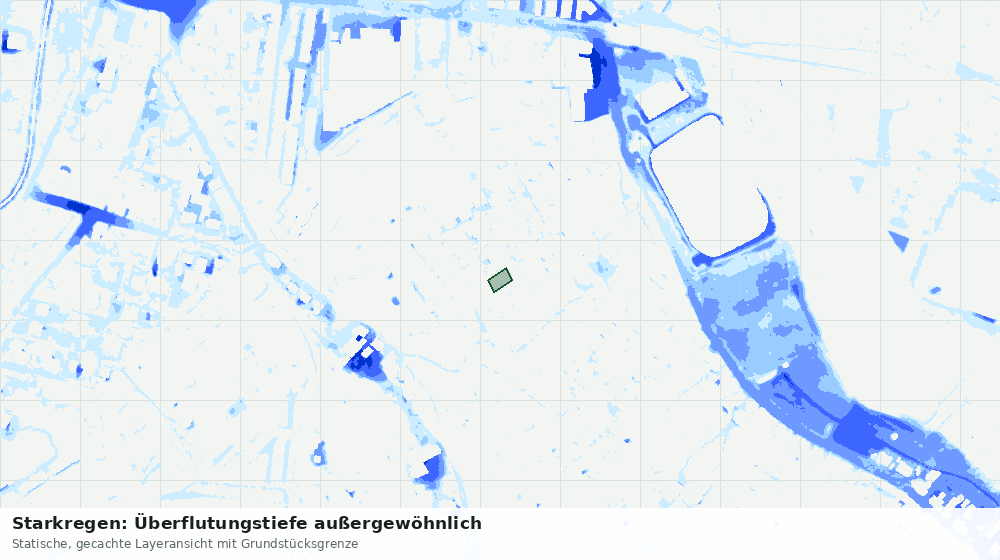 Statische Kartenansicht: Starkregen: Überflutungstiefe außergewöhnlich