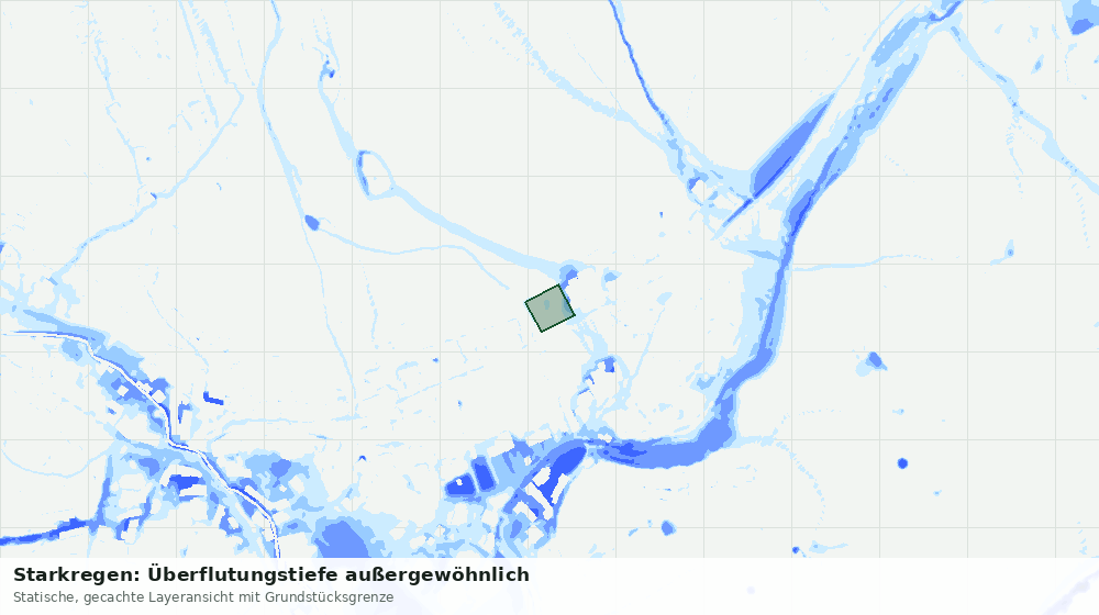 Statische Kartenansicht: Starkregen: Überflutungstiefe außergewöhnlich