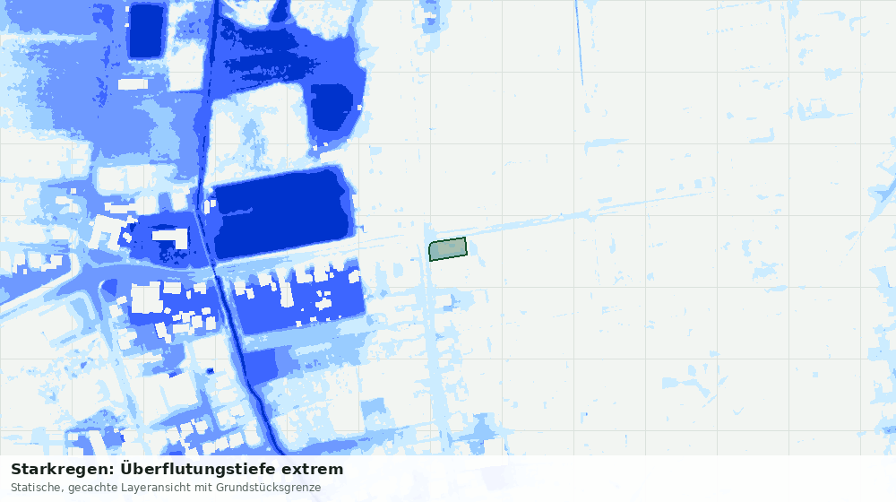 Statische Kartenansicht: Starkregen: Überflutungstiefe extrem