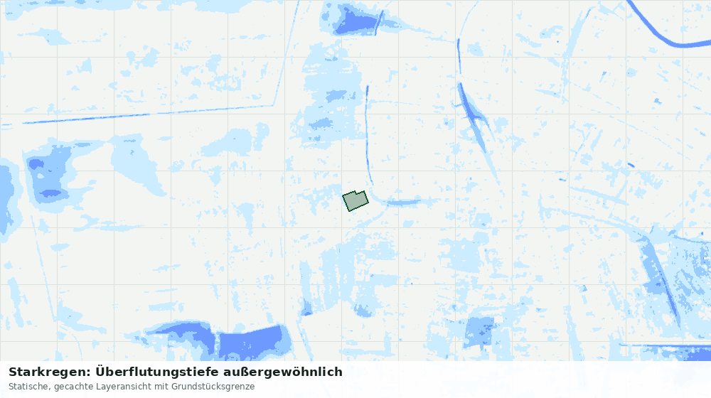 Statische Kartenansicht: Starkregen: Überflutungstiefe außergewöhnlich