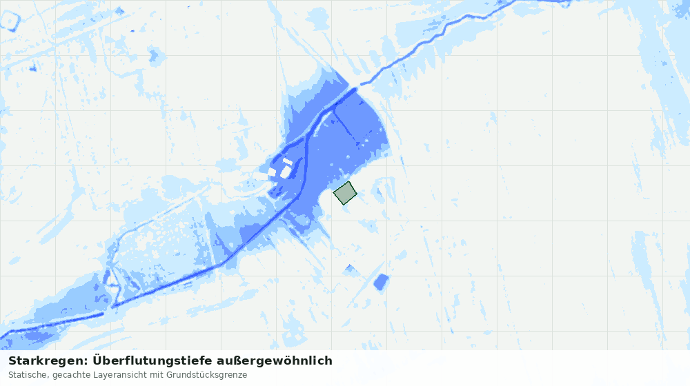 Statische Kartenansicht: Starkregen: Überflutungstiefe außergewöhnlich