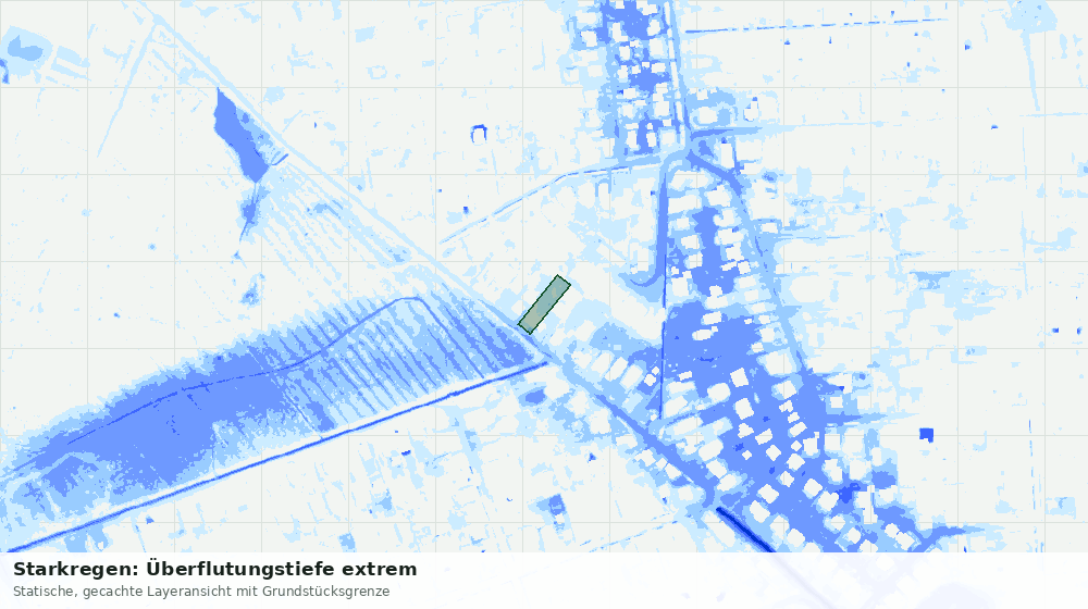 Statische Kartenansicht: Starkregen: Überflutungstiefe extrem
