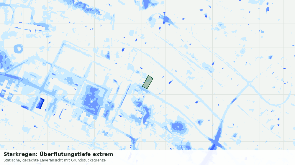 Statische Kartenansicht: Starkregen: Überflutungstiefe extrem