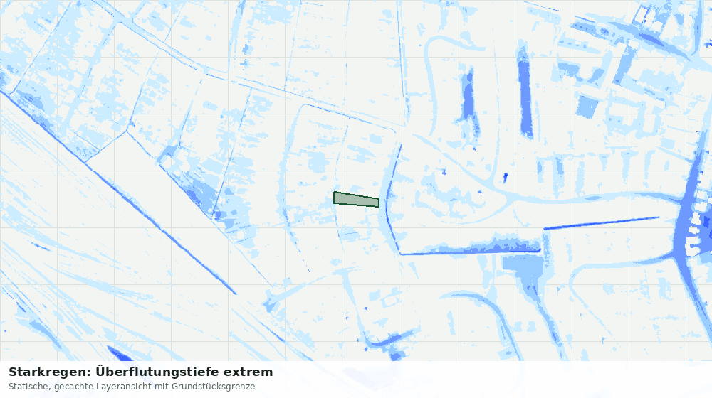 Statische Kartenansicht: Starkregen: Überflutungstiefe extrem