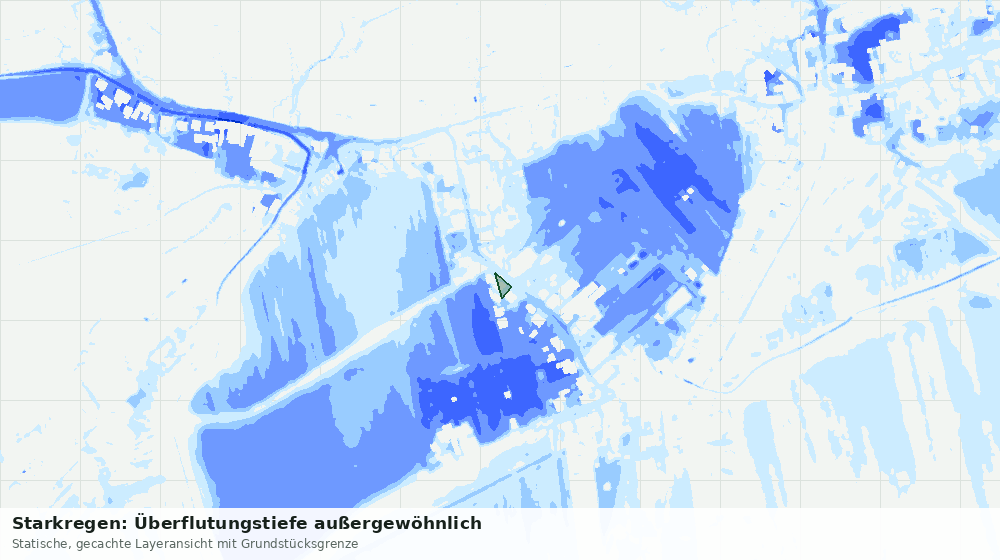 Statische Kartenansicht: Starkregen: Überflutungstiefe außergewöhnlich