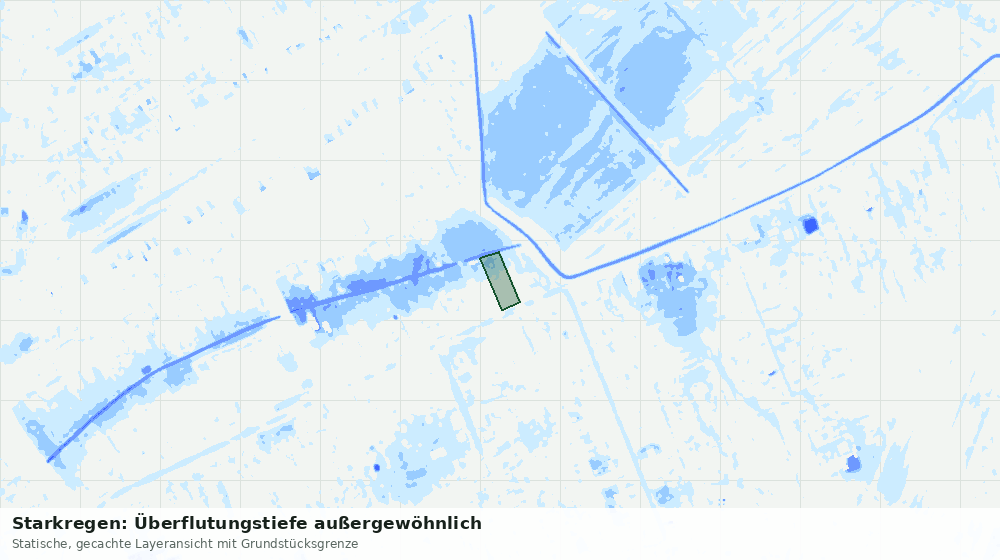 Statische Kartenansicht: Starkregen: Überflutungstiefe außergewöhnlich