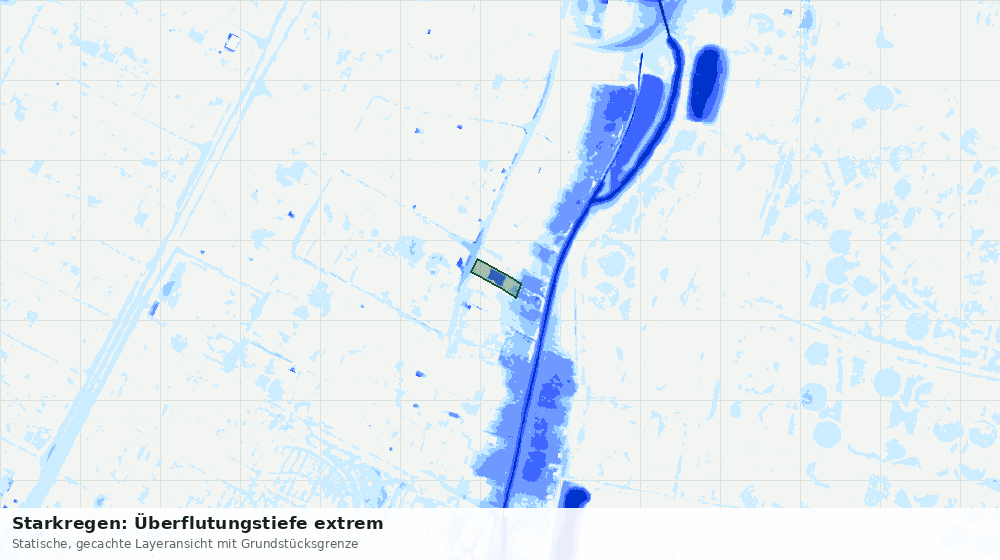 Statische Kartenansicht: Starkregen: Überflutungstiefe extrem