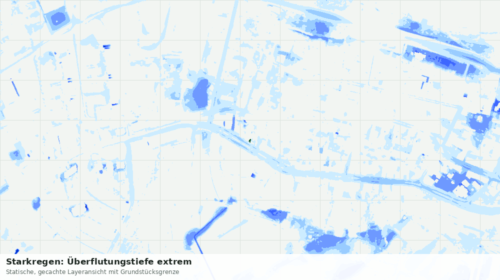 Statische Kartenansicht: Starkregen: Überflutungstiefe extrem