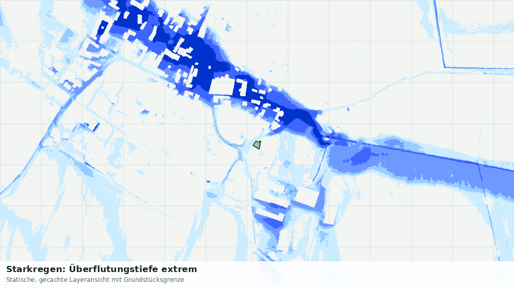 Statische Kartenansicht: Starkregen: Überflutungstiefe extrem