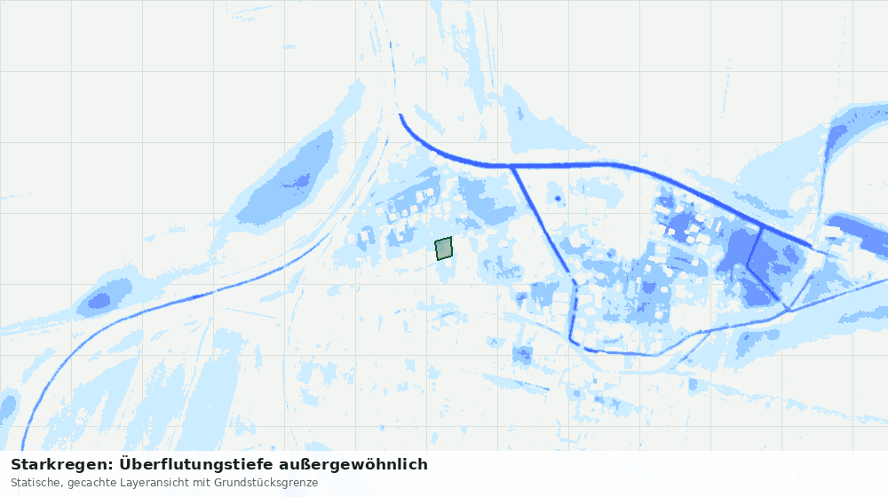 Statische Kartenansicht: Starkregen: Überflutungstiefe außergewöhnlich