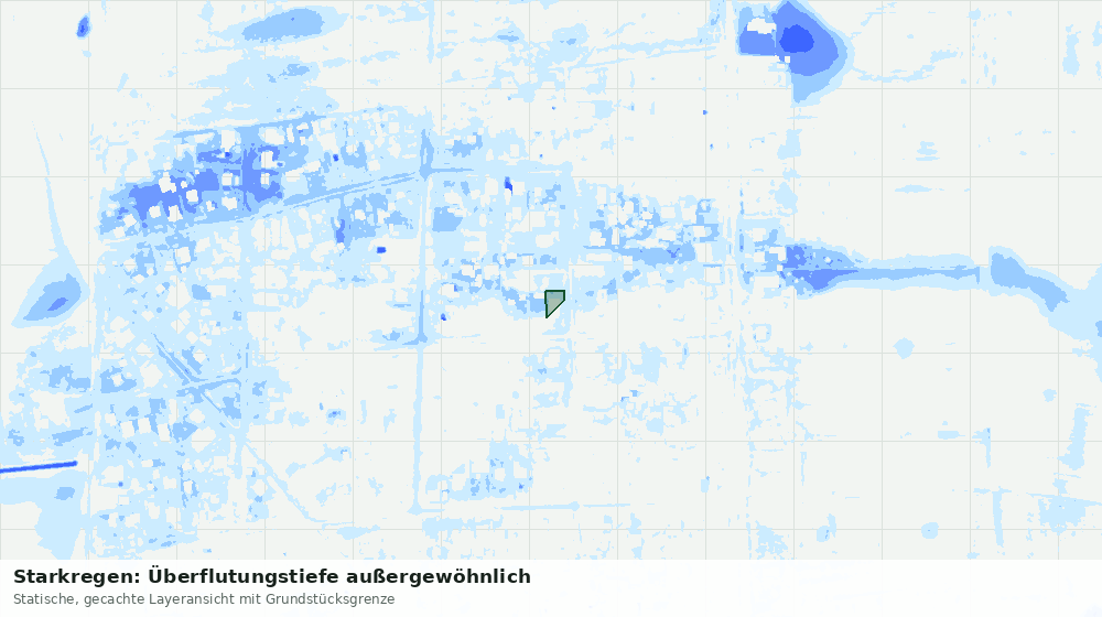 Statische Kartenansicht: Starkregen: Überflutungstiefe außergewöhnlich