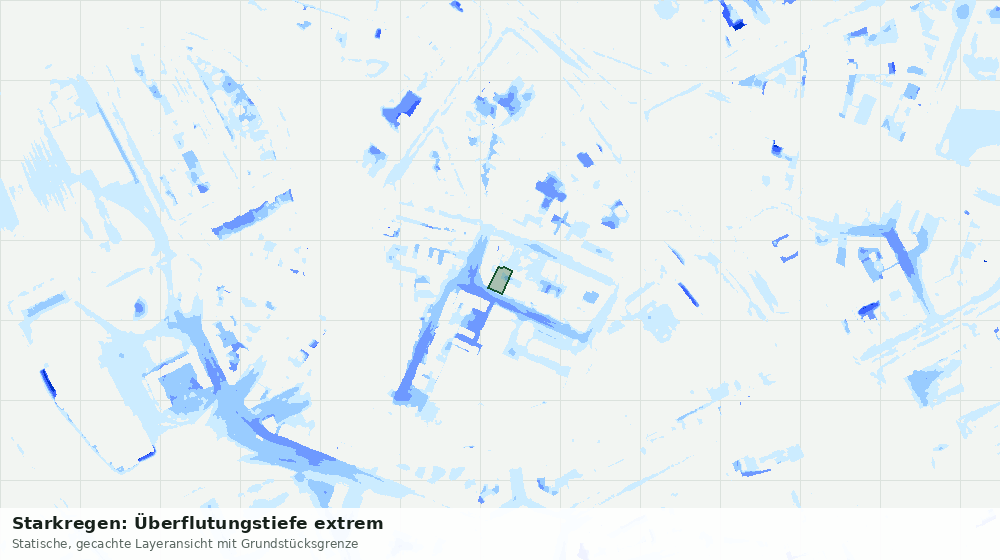 Statische Kartenansicht: Starkregen: Überflutungstiefe extrem