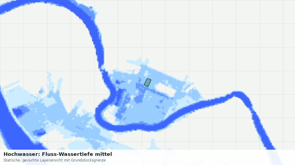 Statische Kartenansicht: Hochwasser: Fluss-Wassertiefe mittel
