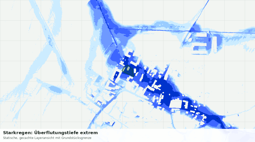Statische Kartenansicht: Starkregen: Überflutungstiefe extrem